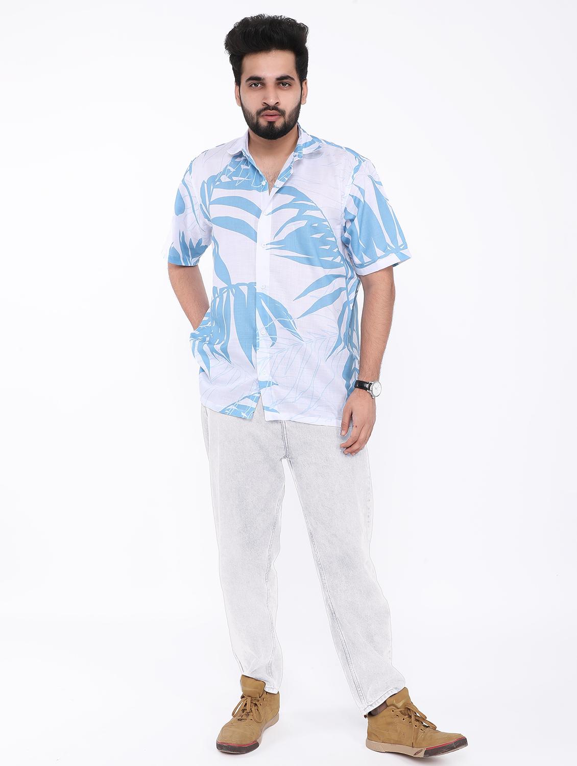 men printed short sleeve oversized casual shirt - 22013213 - Standard Image - 3