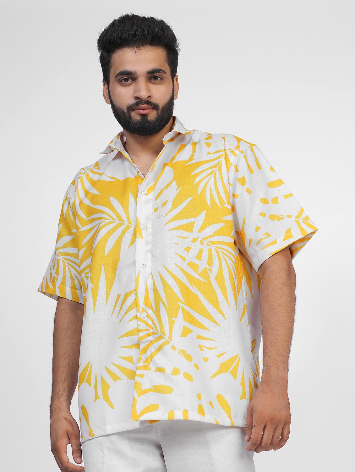 men printed short sleeve oversized casual shirt