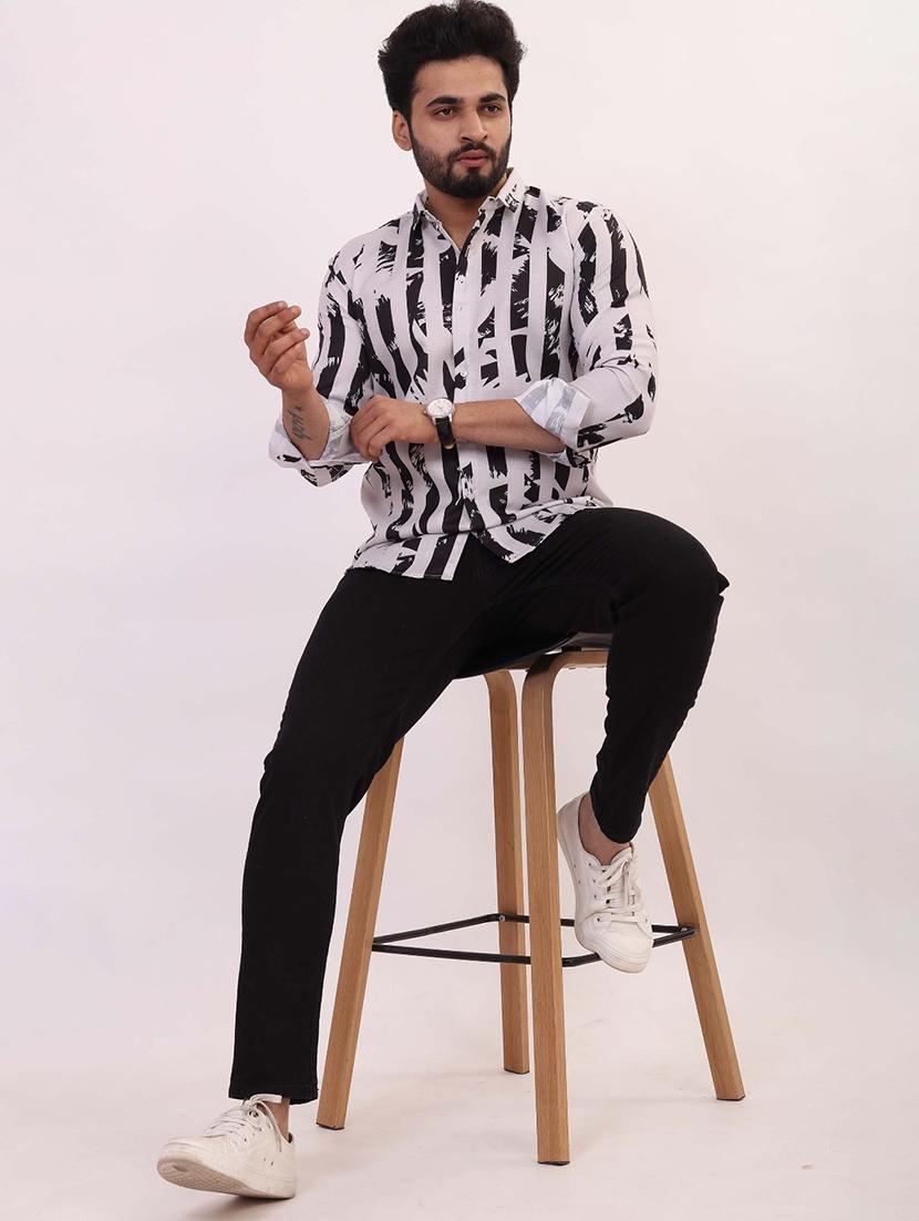 men printed long sleeve regular fit casual shirt - 22013228 - Standard Image - 3