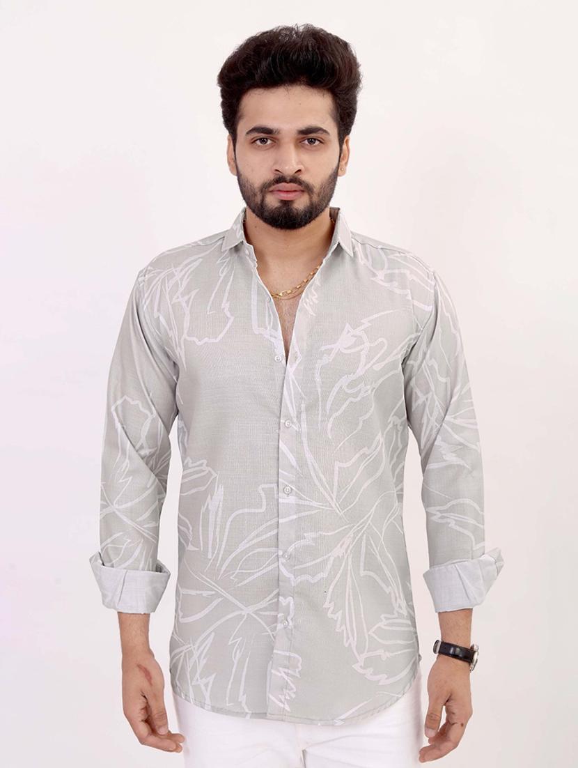 men printed long sleeve regular fit casual shirt
