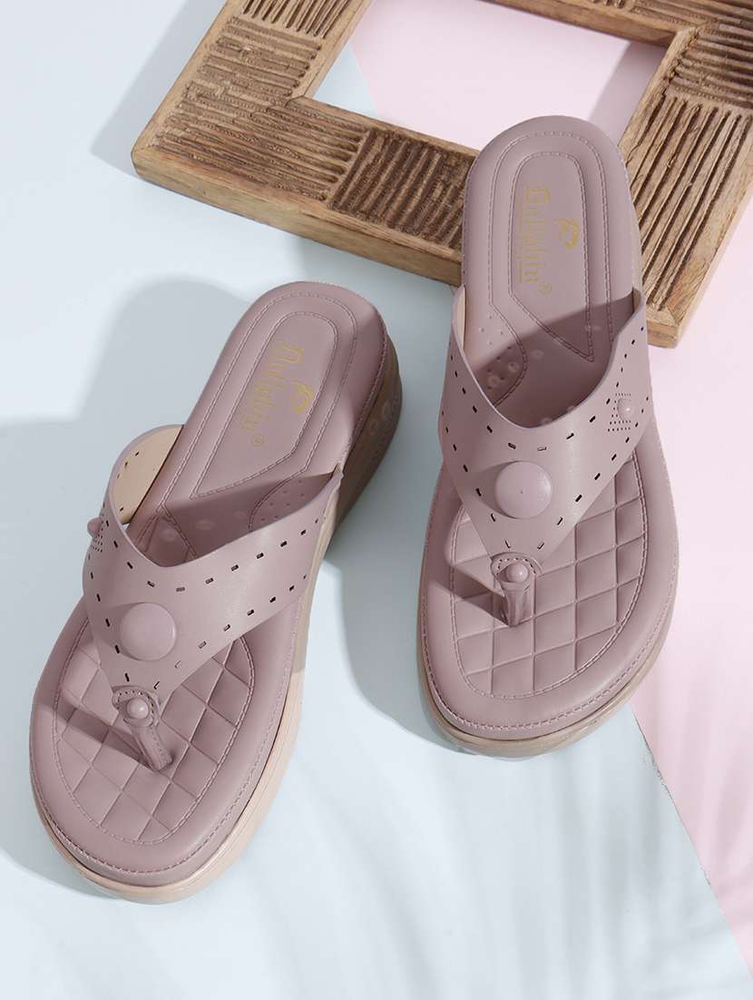 women mauve solid slip on sandal