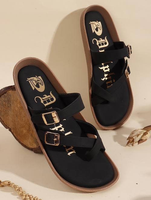 womne black slip on sandal - 22013306 -  Standard Image - 0