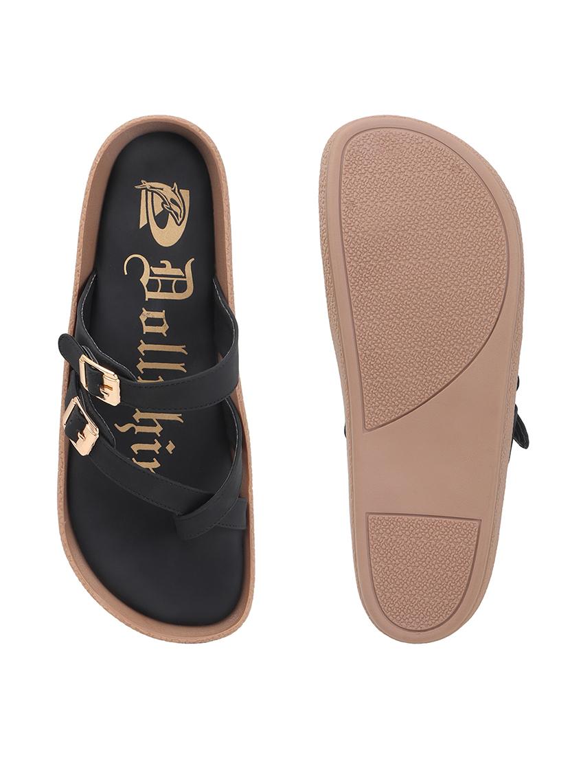 womne black slip on sandal - 22013306 - Standard Image - 5