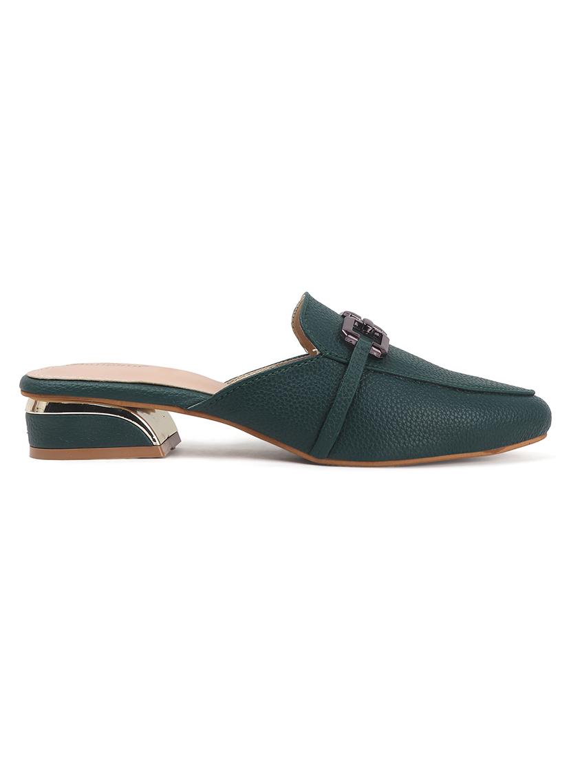 women green solid slip on mule - 22013314 - Standard Image - 3