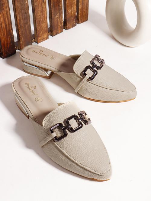 women beige solid slip on mule - 22013315 - Standard Image - 0