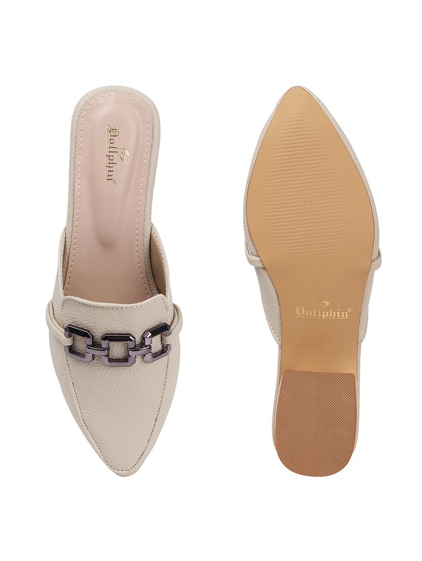 women beige solid slip on mule - 22013315 - Standard Image - 5