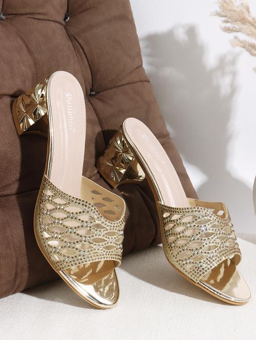 women gold slip on sandal - 22013316 -  Standard Image - 0