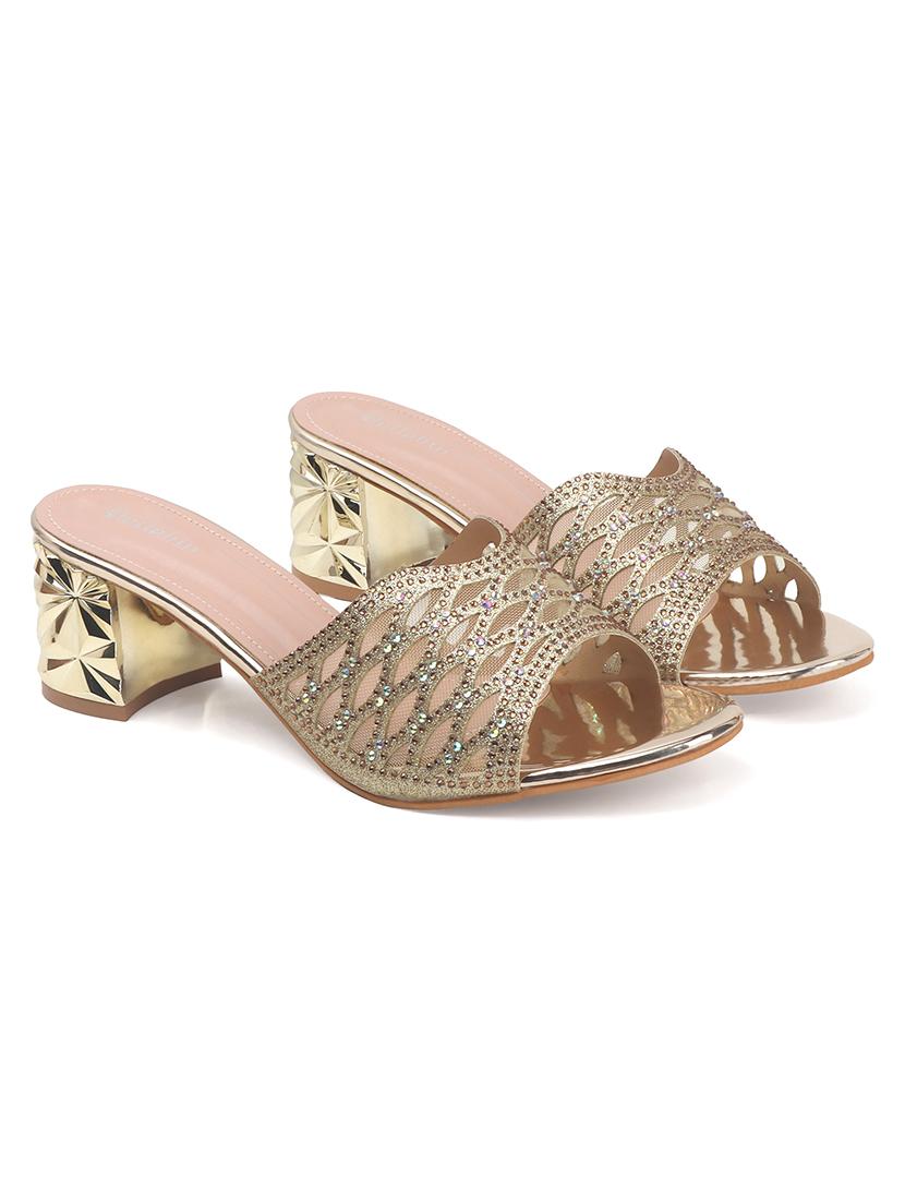 women gold slip on sandal - 22013316 - Standard Image - 3