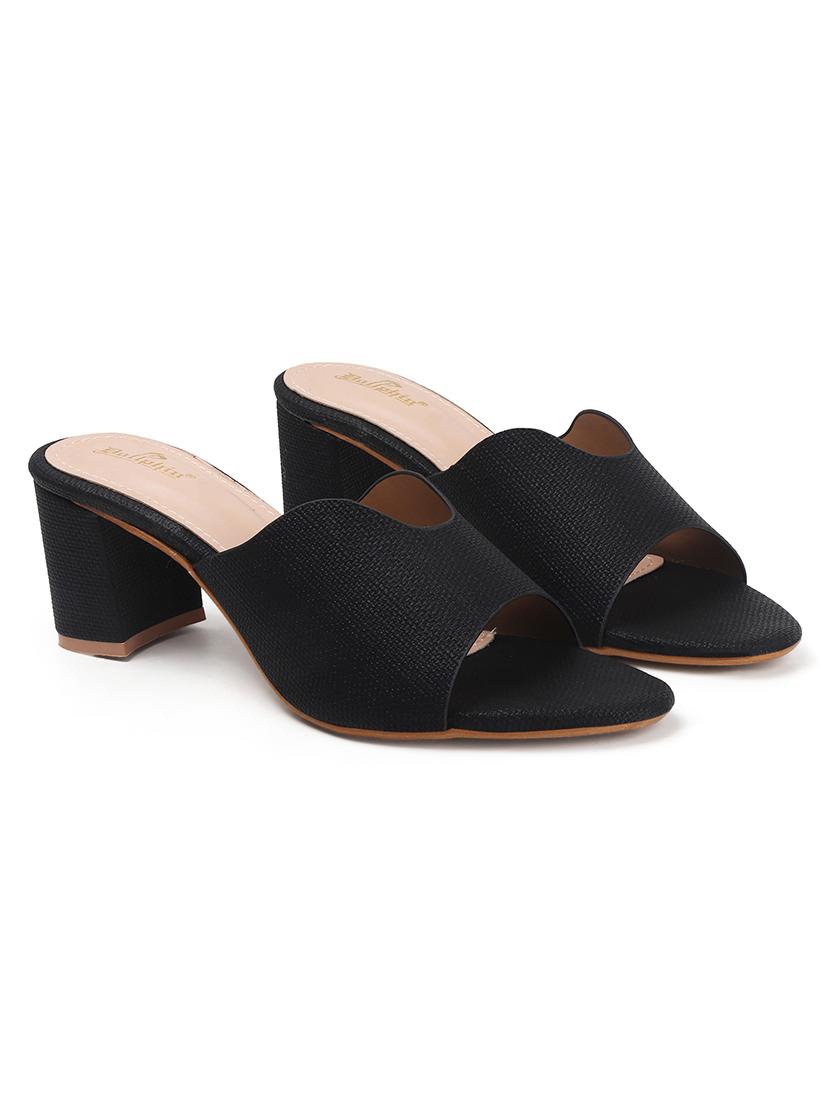 womne black slip on sandal - 22013320 - Standard Image - 5