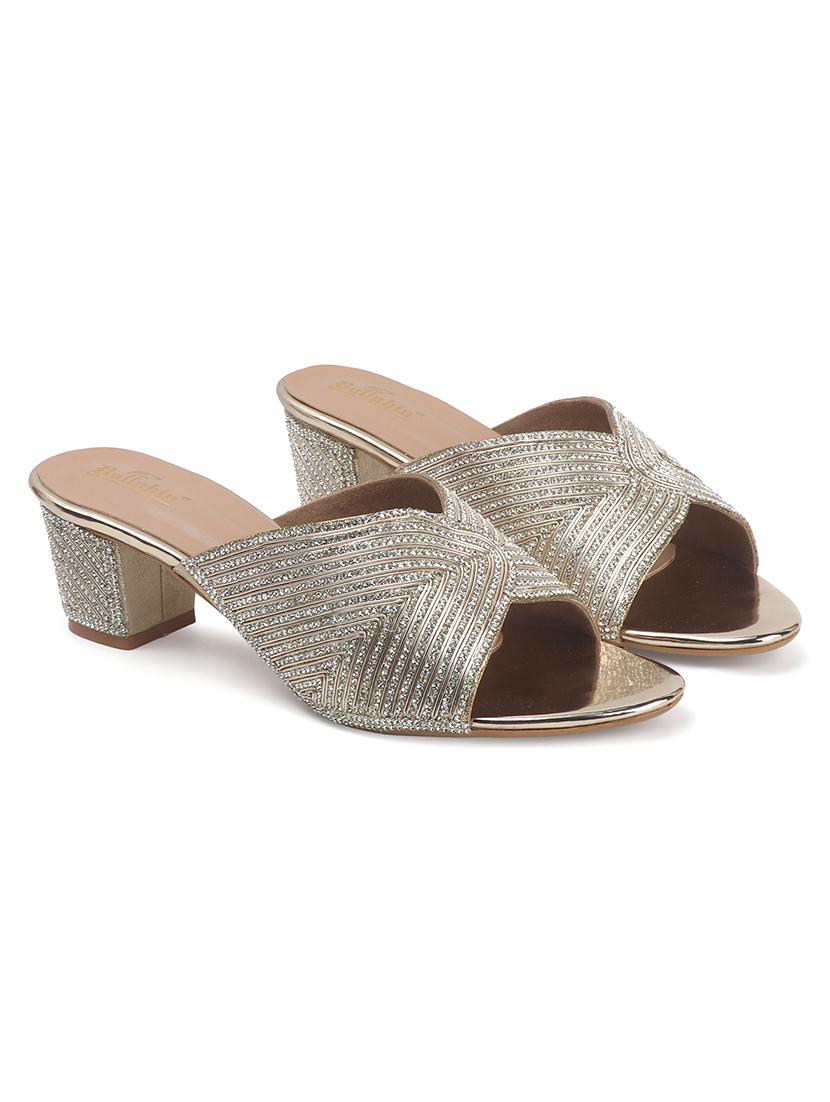women gold slip on sandal - 22013323 - Standard Image - 5