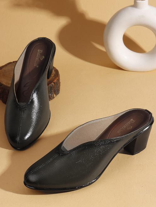 women solid slip on block heel mule - 22013339 - Standard Image - 0
