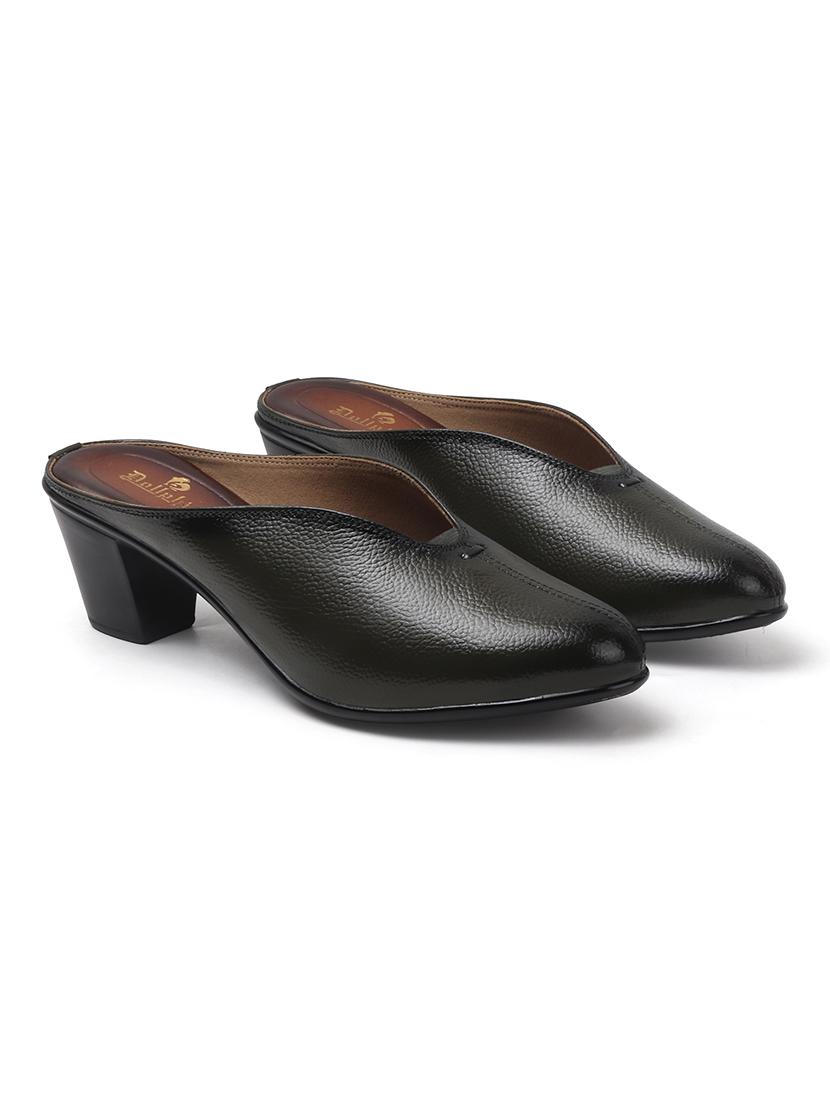 women solid slip on block heel mule - 22013339 - Standard Image - 3