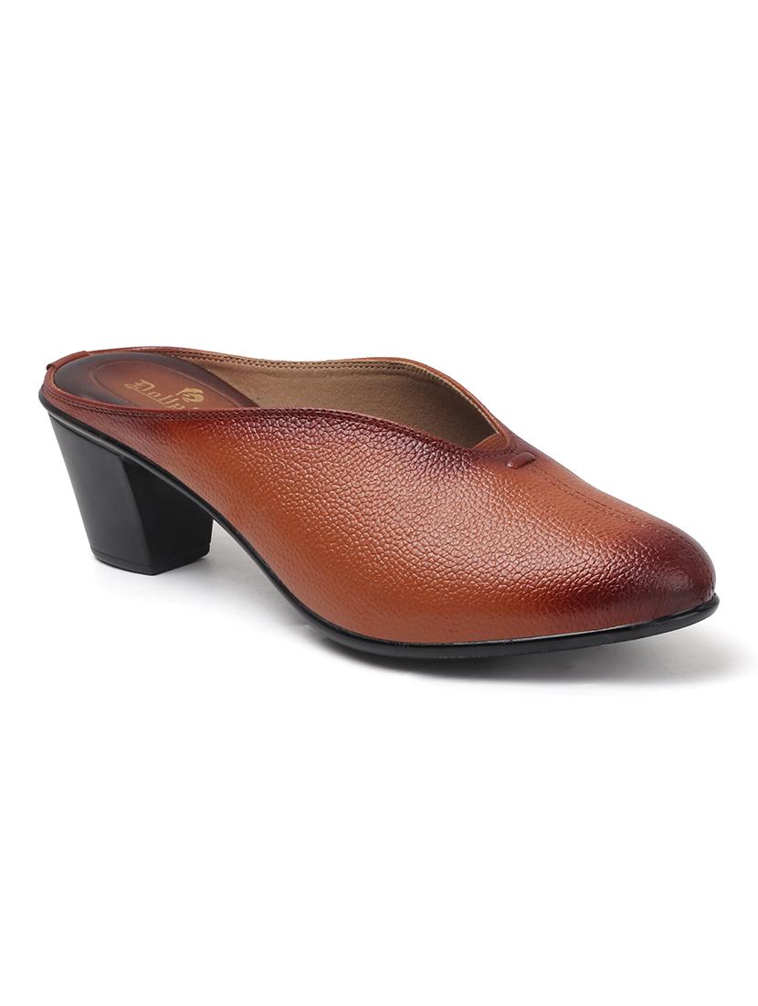 women solid slip on block heel mule - 22013340 - Standard Image - 3
