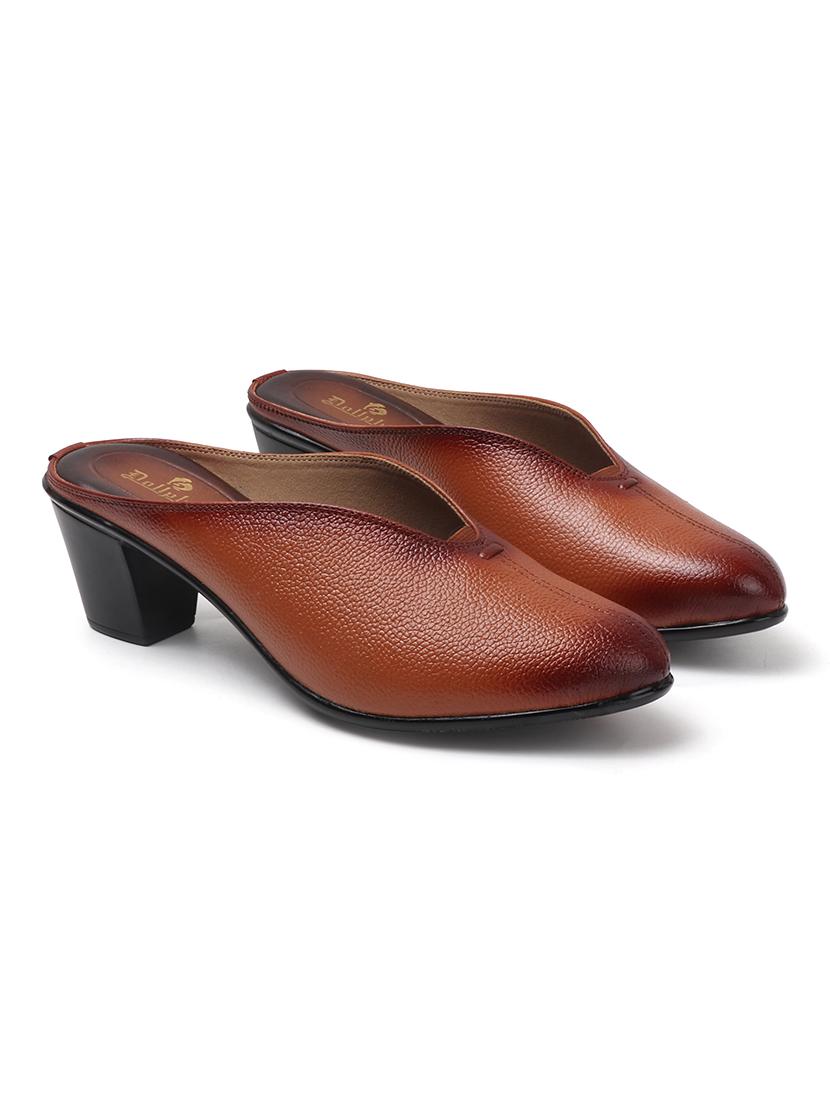 women solid slip on block heel mule - 22013340 - Standard Image - 5