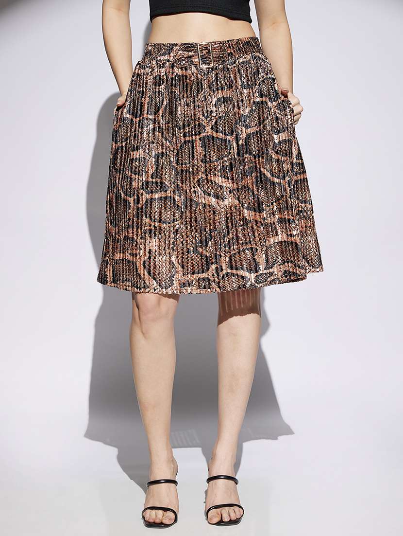 women animal print high rise flared skirt - 22013367 -  Zoom Image - 0