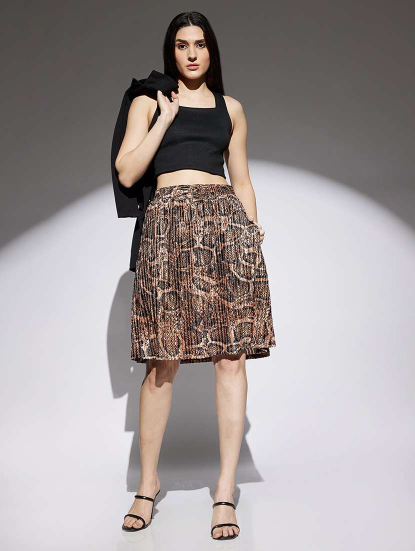 women animal print high rise flared skirt - 22013367 -  Standard Image - 3
