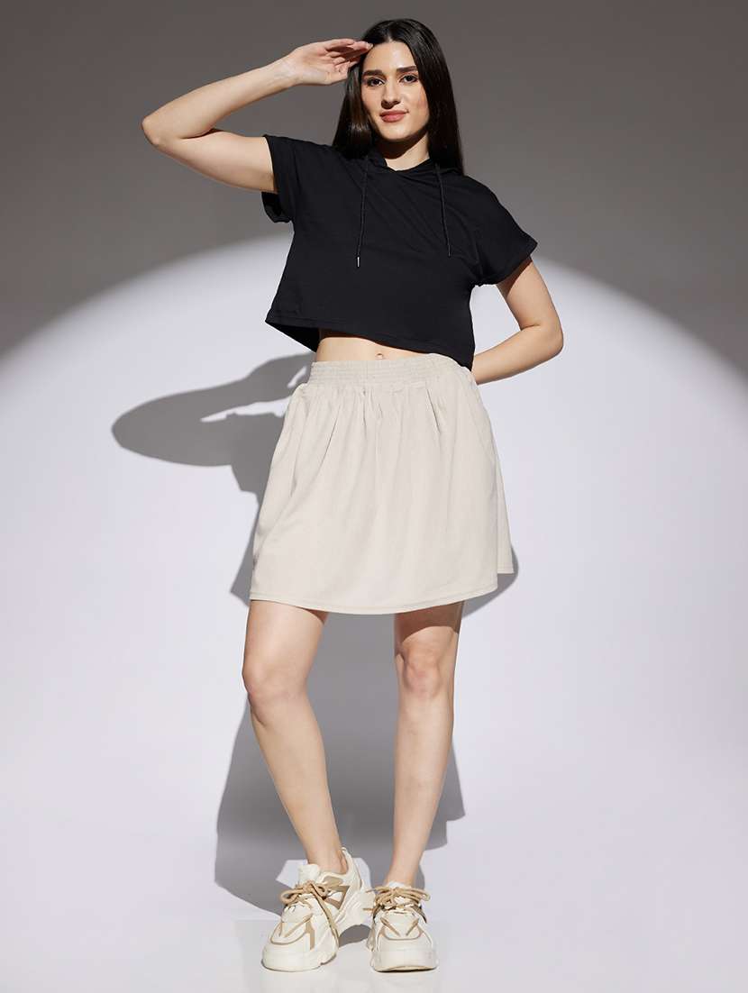 women beige solid mid rise a-line skirt - 22013368 - Standard Image - 3