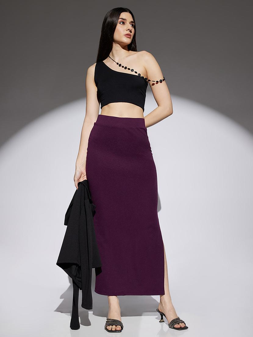 women solid high rise bodycon skirt - 22013369 - Standard Image - 5