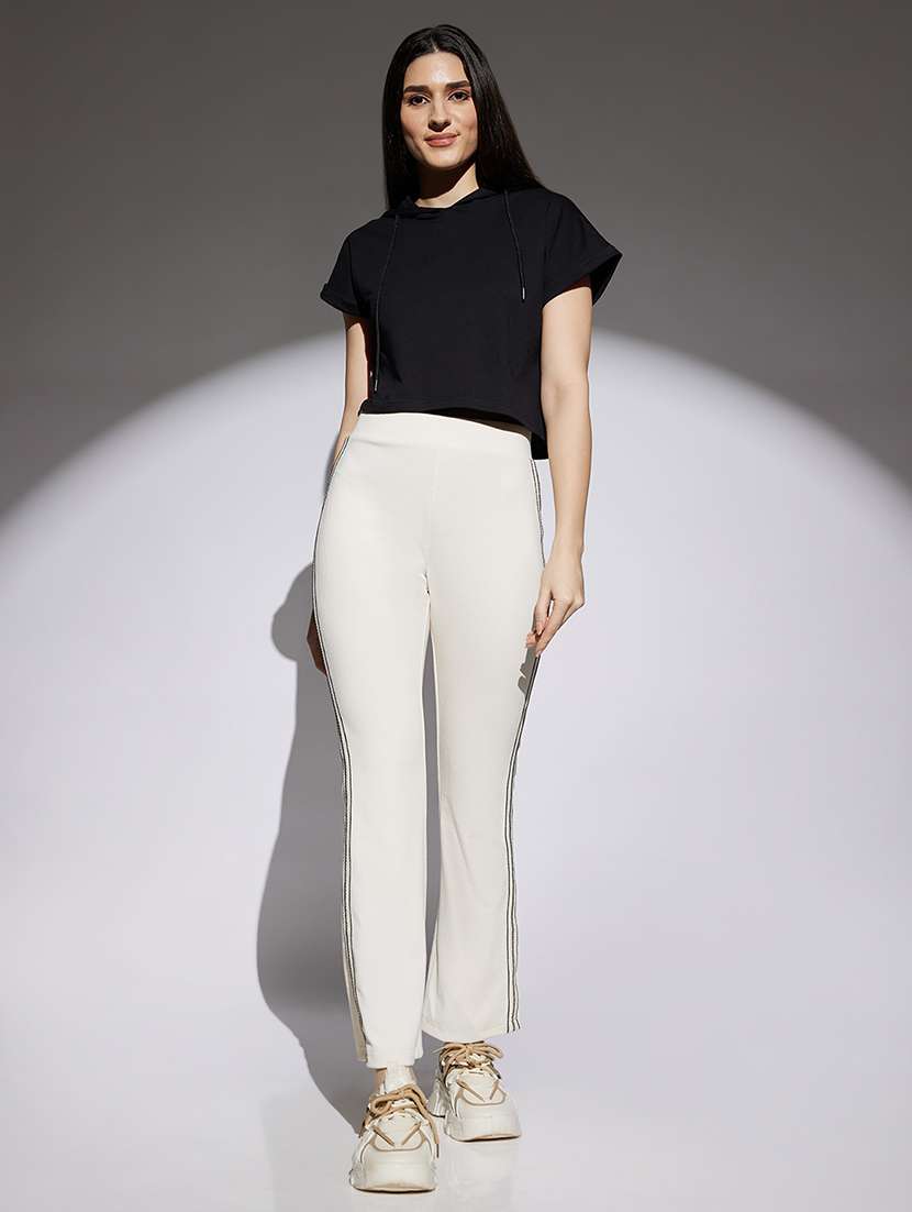 women solid high rise bootcut trouser - 22013375 -  Standard Image - 5