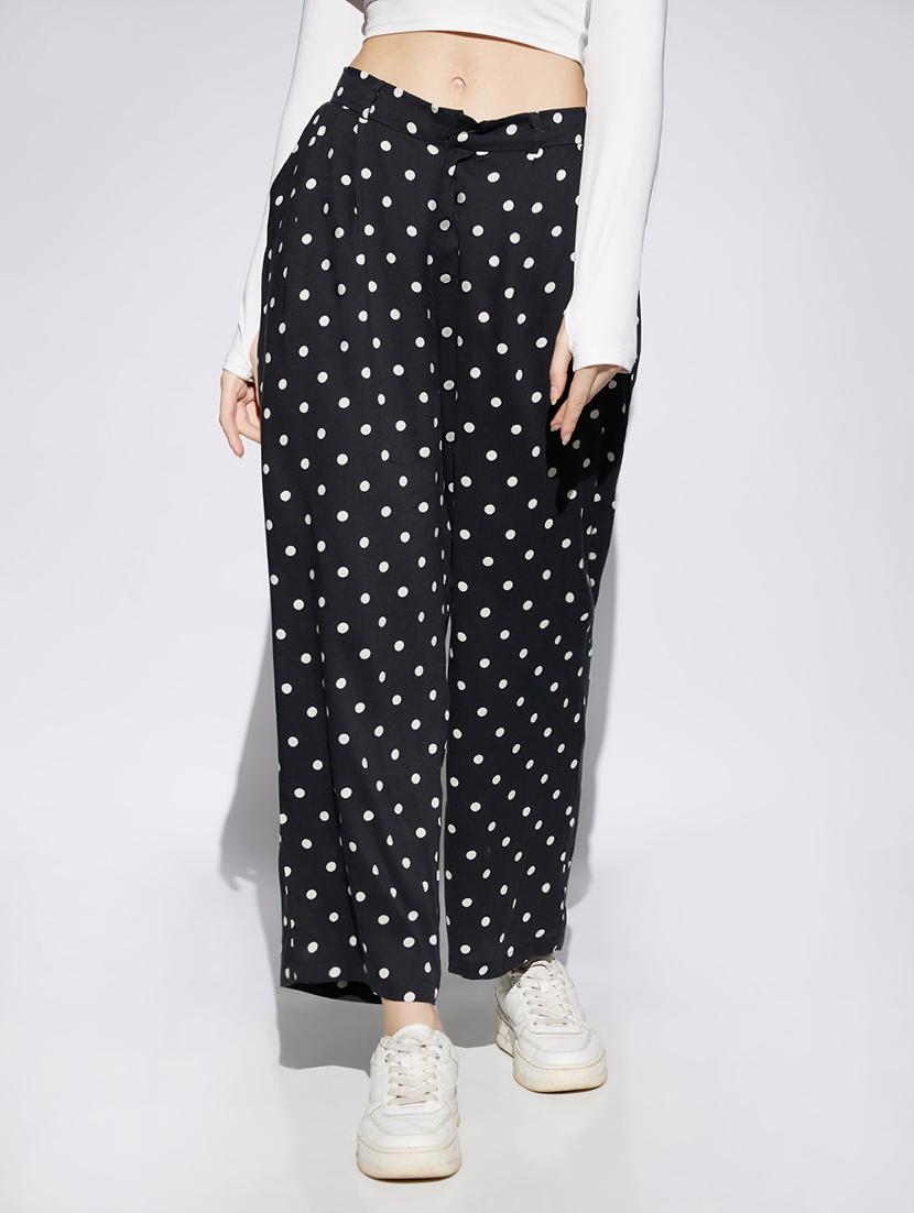 women polka doted high rise wide leg trouser - 22013379 -  Zoom Image - 0
