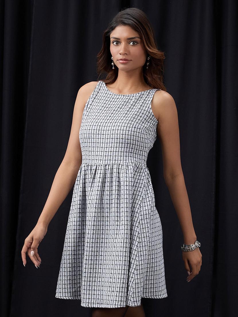 women self designed sleeveless  fit & flare dress - 22013394 -  Zoom Image - 0