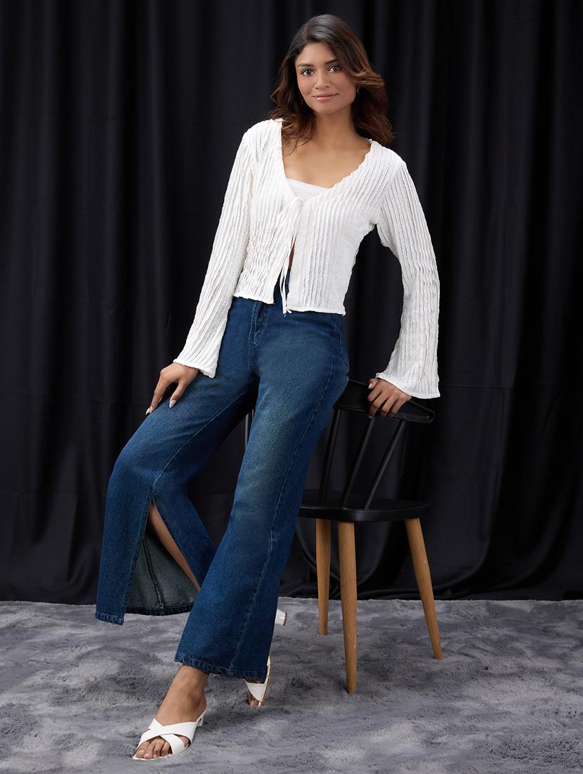 women white solid bell sleeve regular top - 22013421 - Standard Image - 3