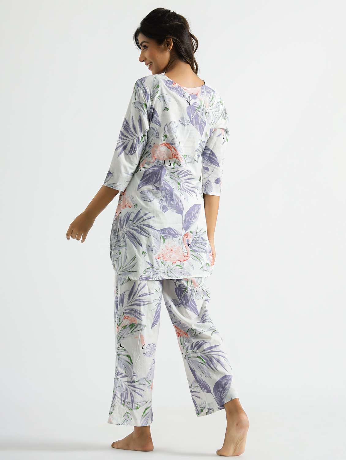 women printed three quarter sleeve co-ord set - 22013425 -  Standard Image - 3