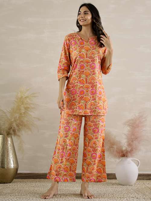 women printed three quarter sleeve co-ord set - 22013426 - Standard Image - 0