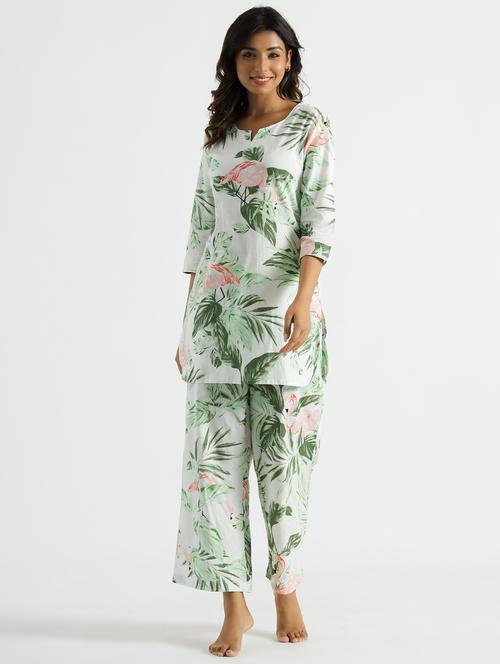women printed three quarter sleeve co-ord set - 22013428 - Standard Image - 0