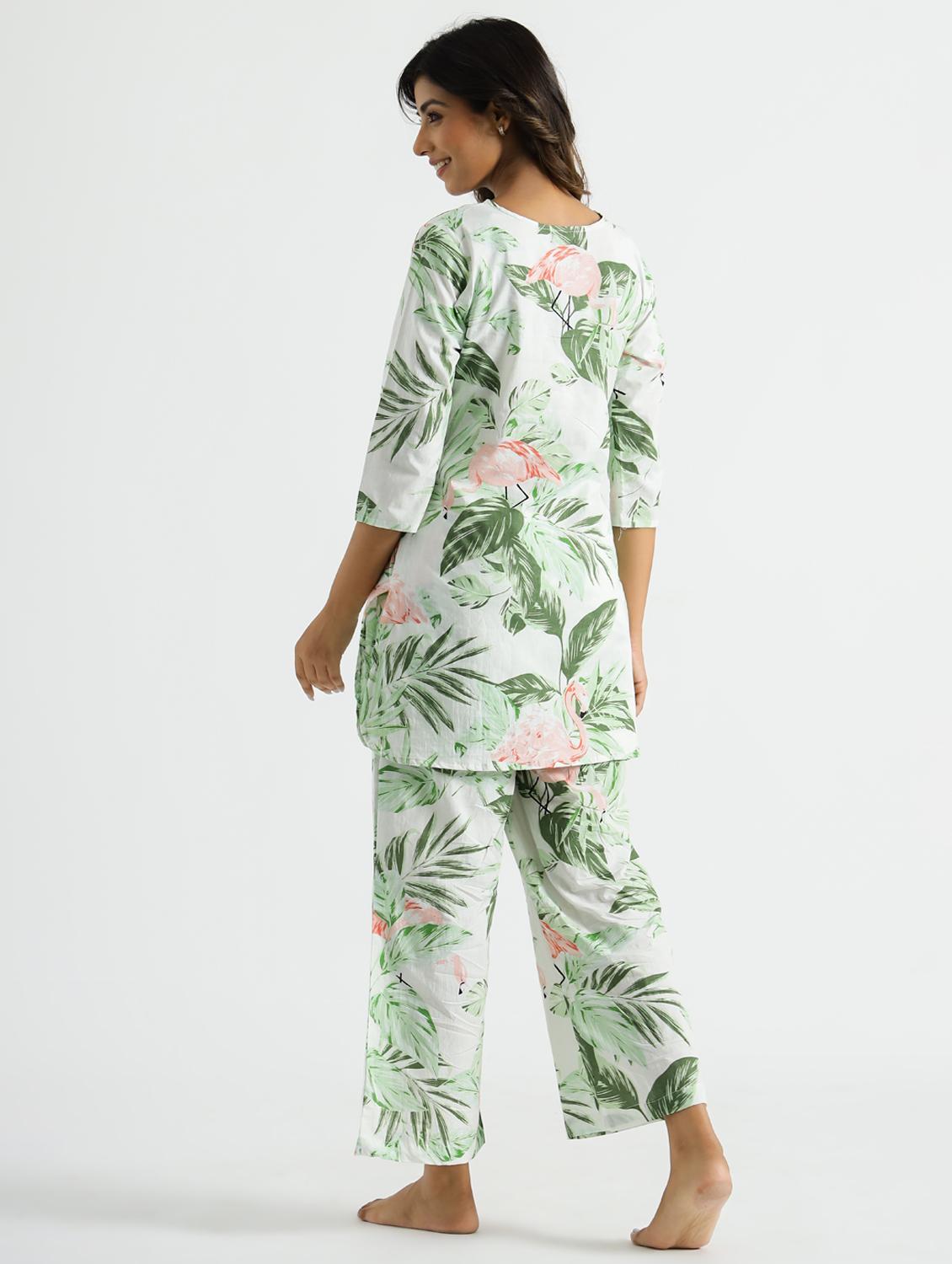 women printed three quarter sleeve co-ord set - 22013428 - Standard Image - 3