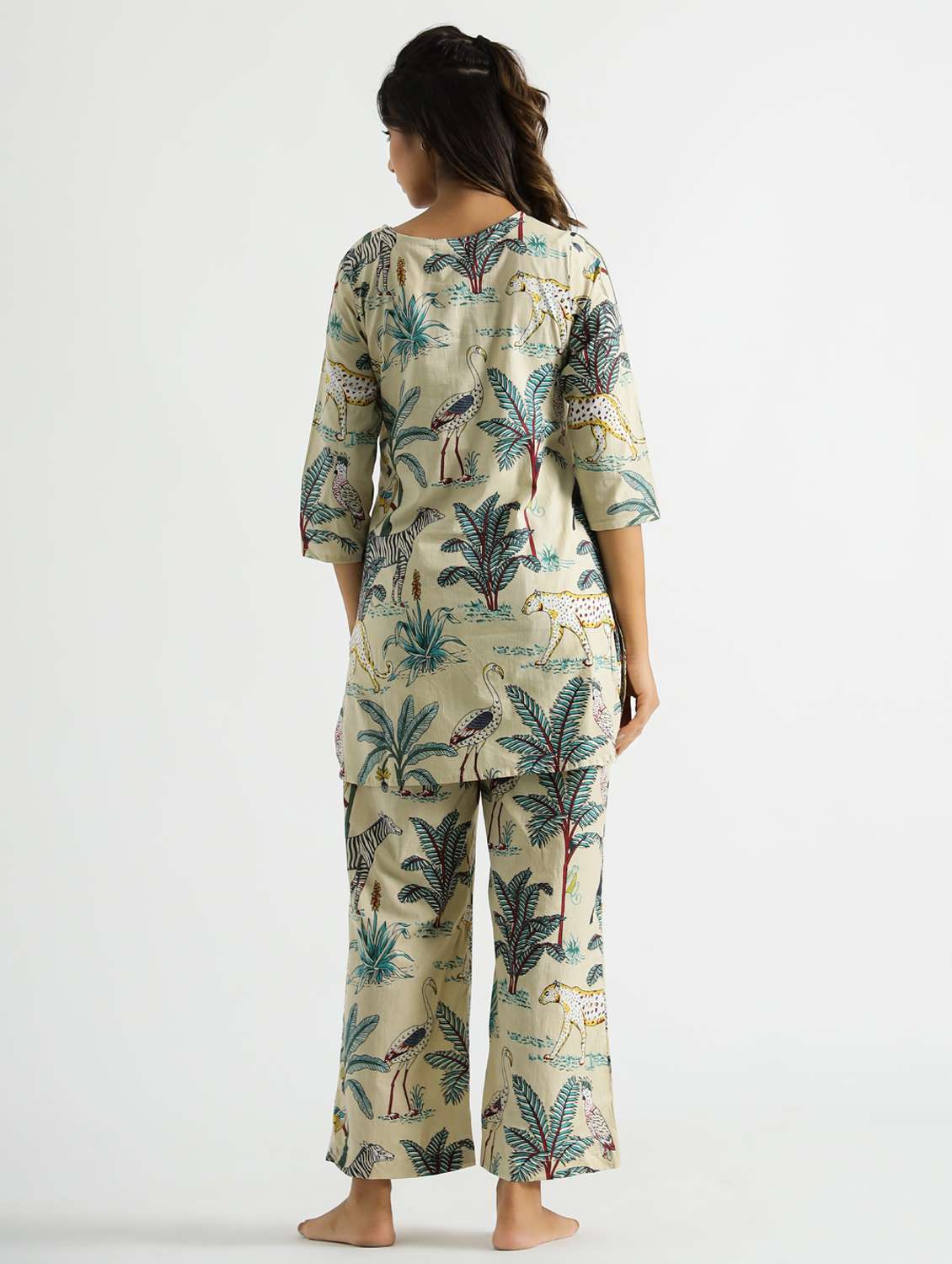 women printed three quarter sleeve co-ord set - 22013430 - Standard Image - 3