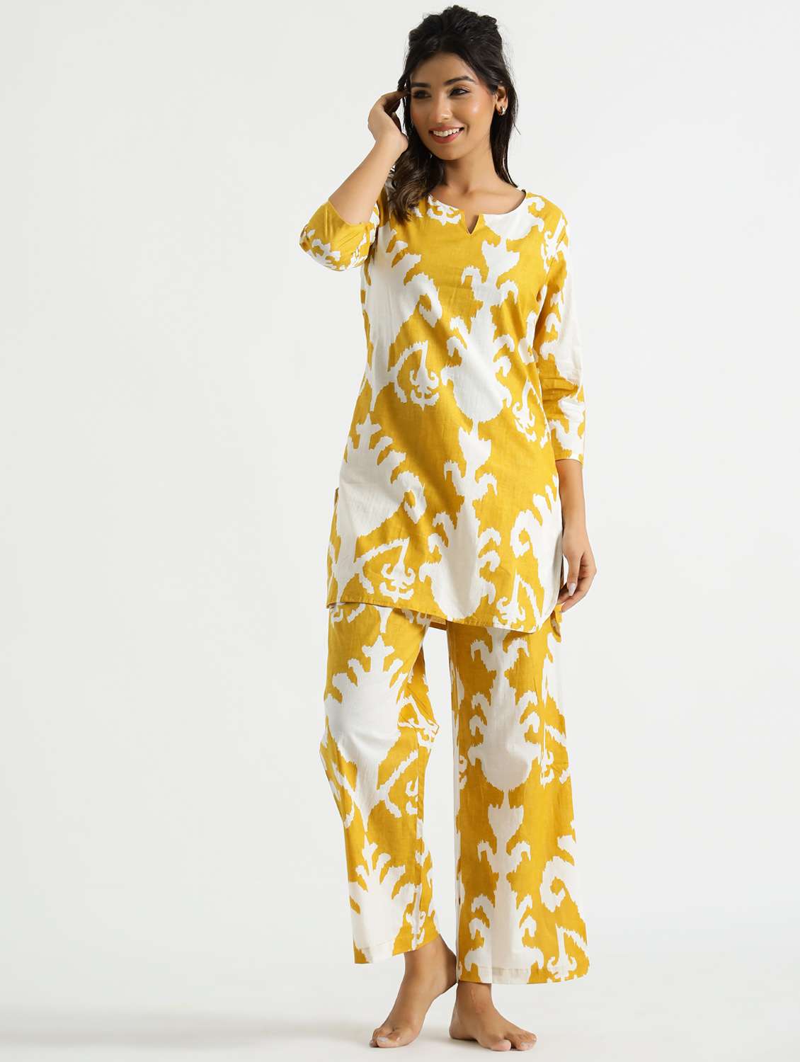 women printed three quarter sleeve co-ord set - 22013431 - Zoom Image - 0