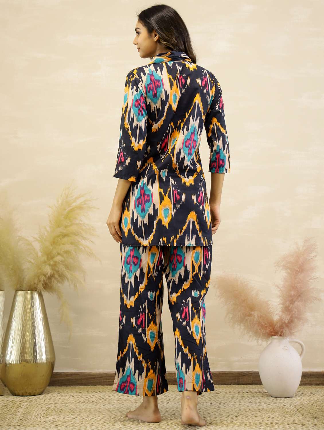 women printed three quarter sleeve co-ord set - 22013435 -  Standard Image - 3