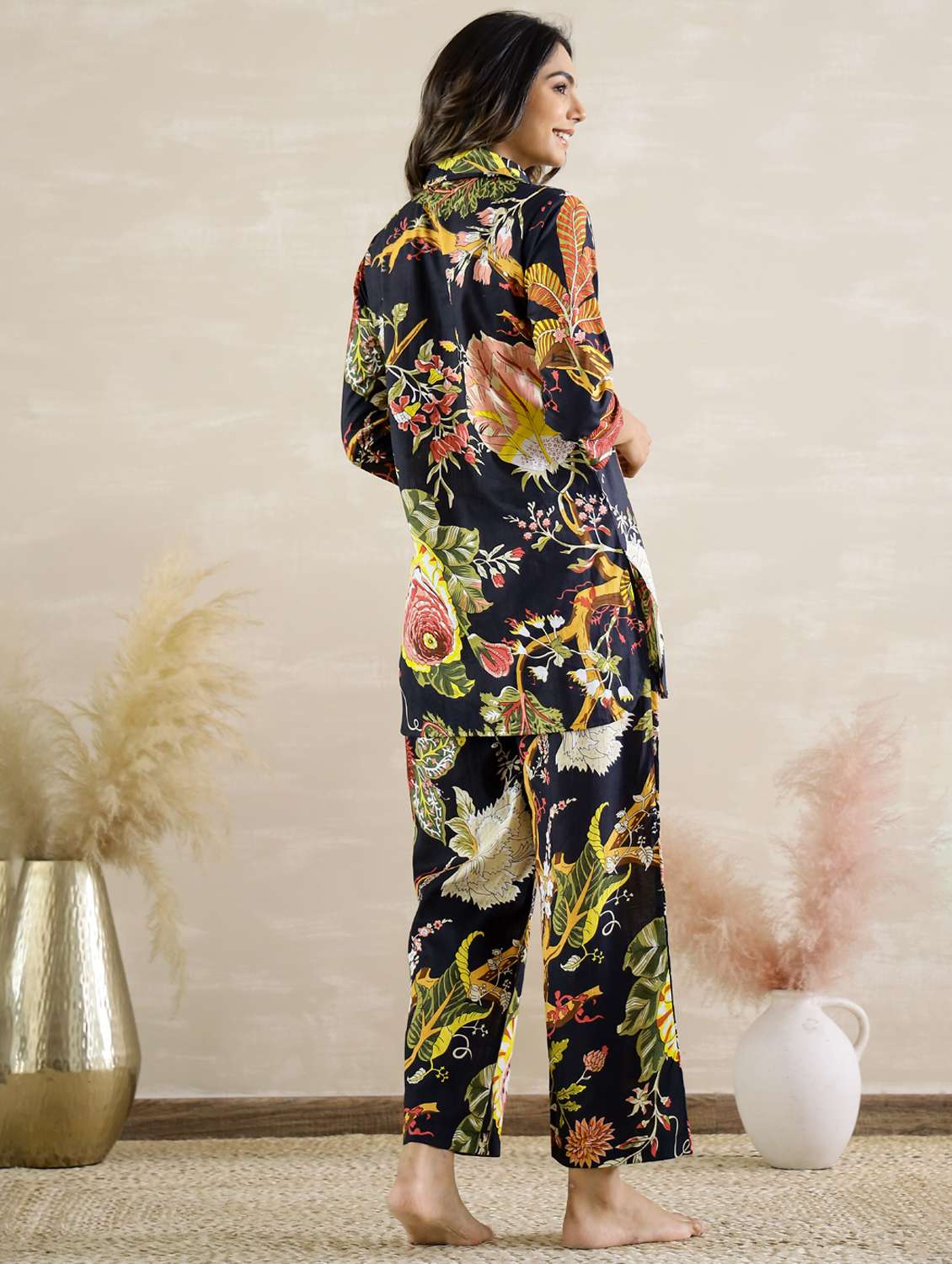 women printed three quarter sleeve co-ord set - 22013436 -  Standard Image - 3