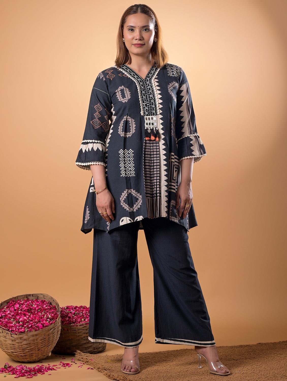 women three quarter sleeve ethnic co-ord set - 22013438 - Zoom Image - 0