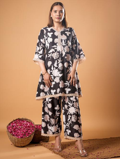 women three quarter sleeve ethnic co-ord set - 22013439 - Standard Image - 0