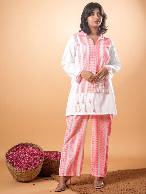 women three quarter sleeve ethnic co-ord set - 22013440 -  Standard Image - 0