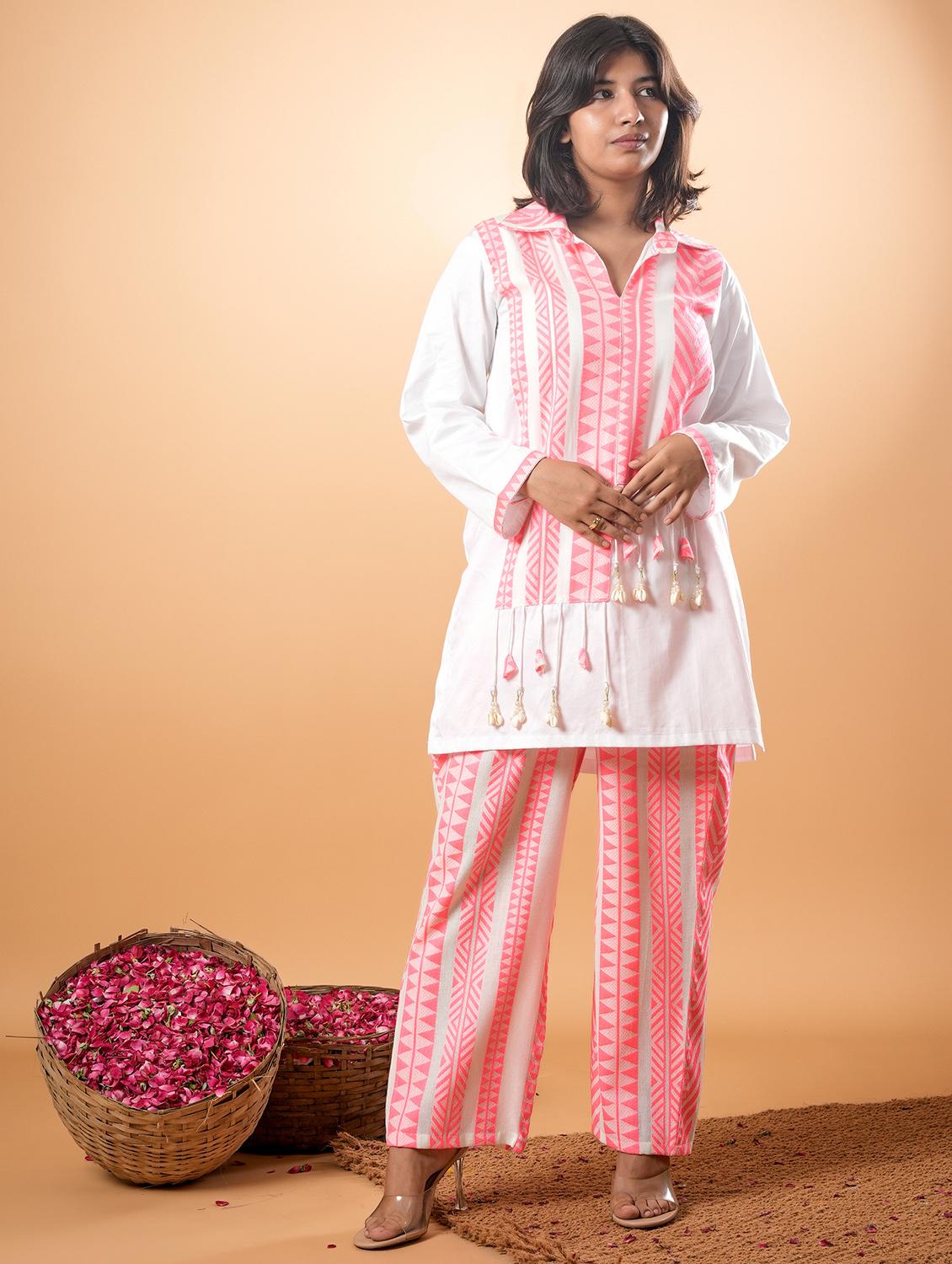 women three quarter sleeve ethnic co-ord set
