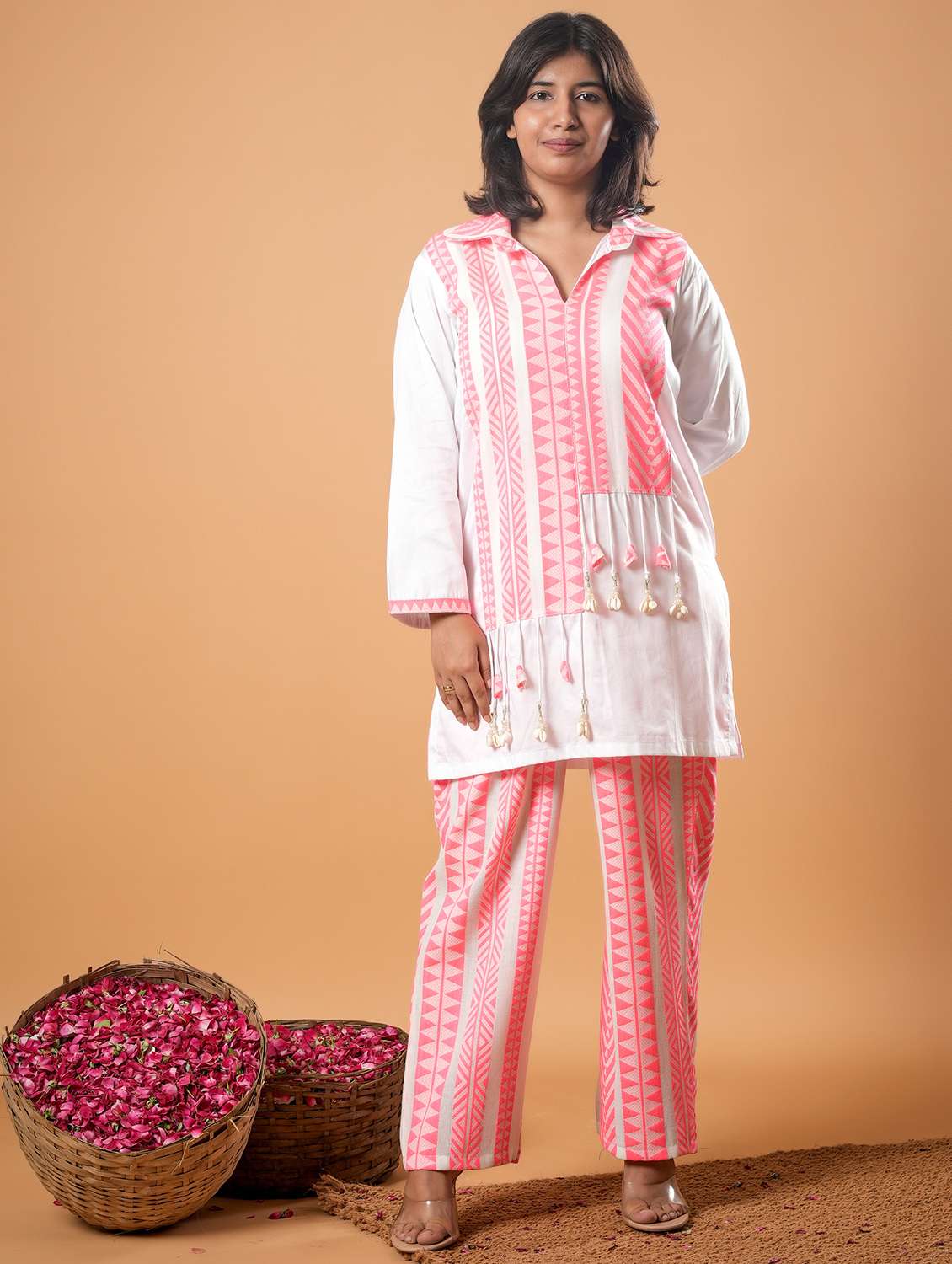 women three quarter sleeve ethnic co-ord set - 22013440 - Standard Image - 3