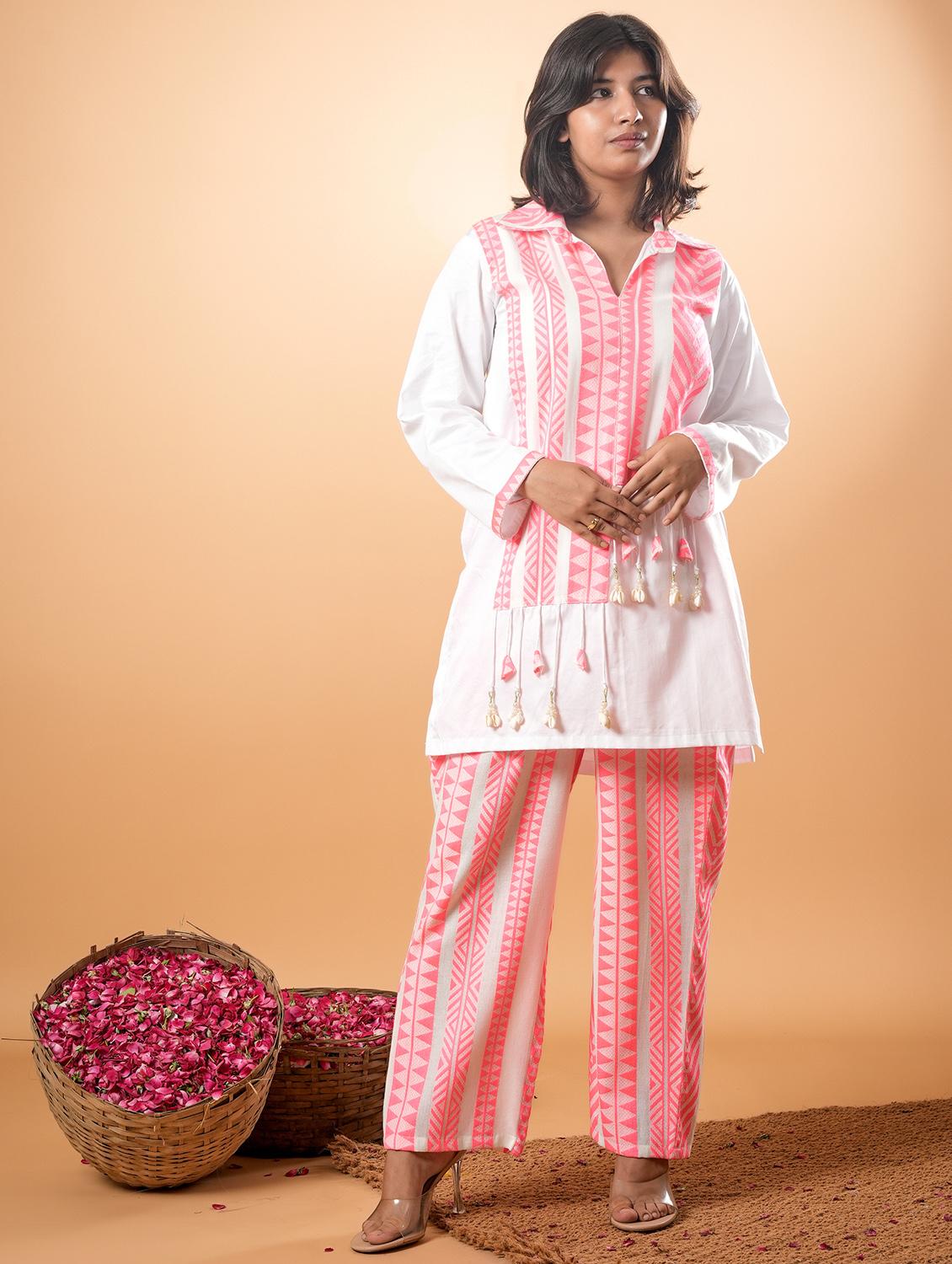women three quarter sleeve ethnic co-ord set