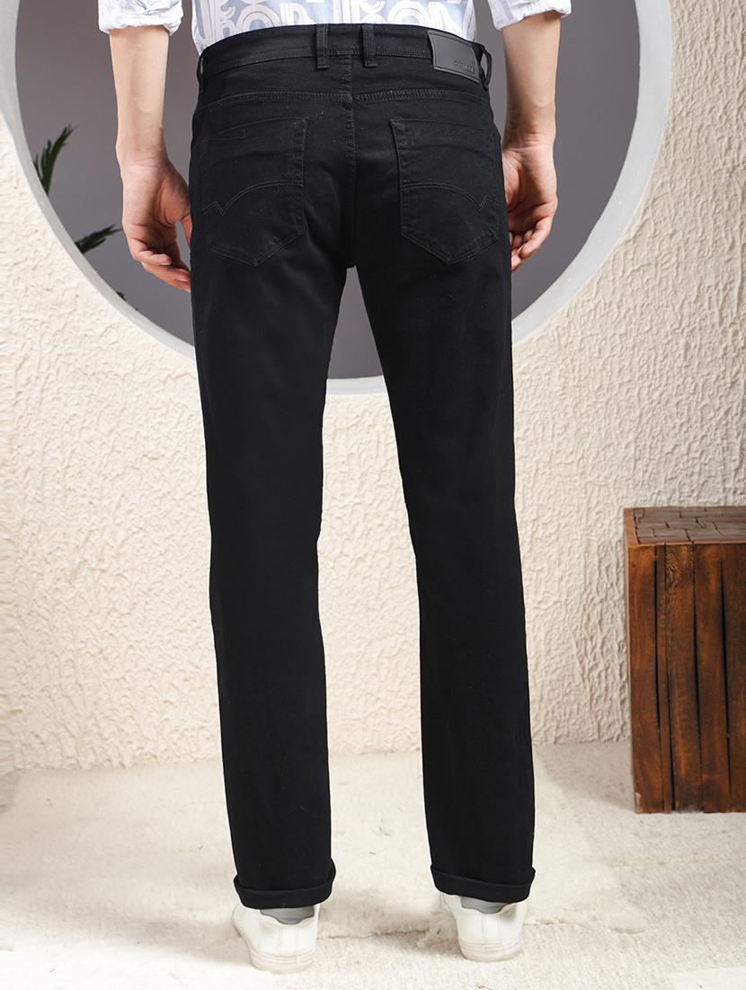 men black plain mid rise relaxed fit jeans - 22013446 - Standard Image - 3