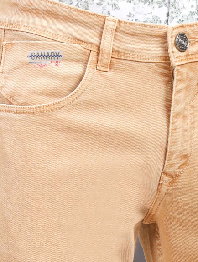 men khaki plain low rise slim fit jeans - 22013448 - Standard Image - 5