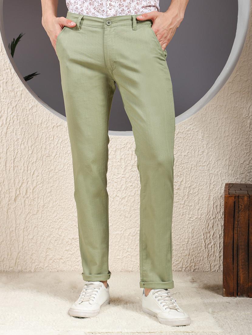 men solid mid rise flat front casual chinos 