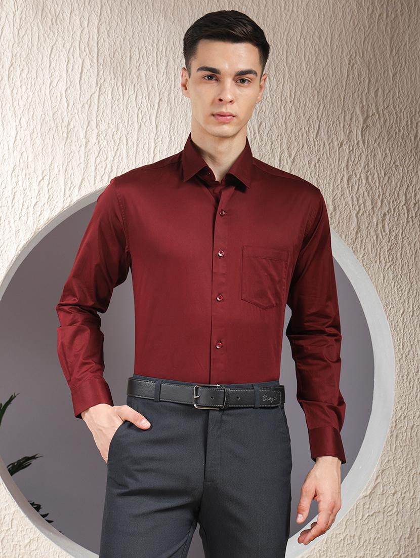 men solid long sleeve slim fit formal shirt