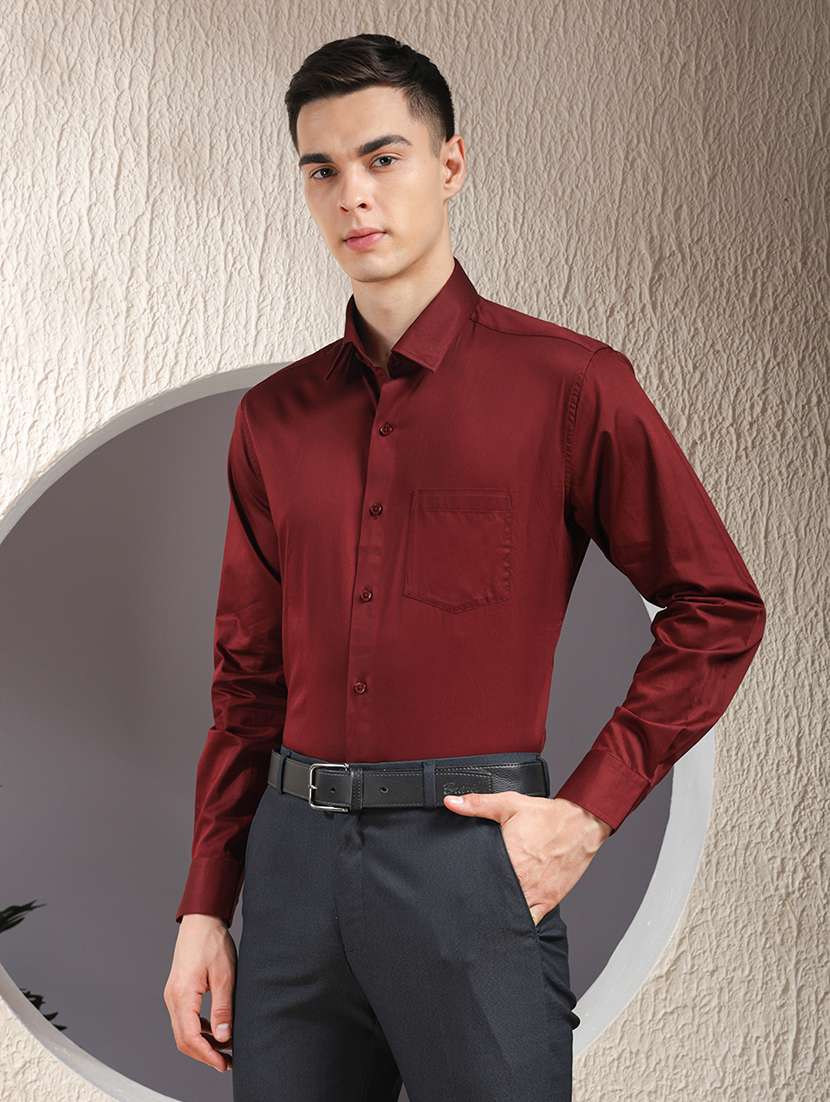 men solid long sleeve slim fit formal shirt - 22013470 -  Standard Image - 3