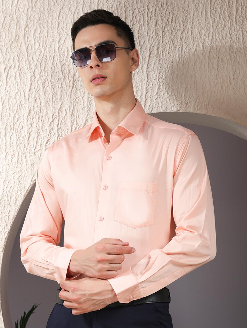 men solid long sleeve slim fit formal shirt