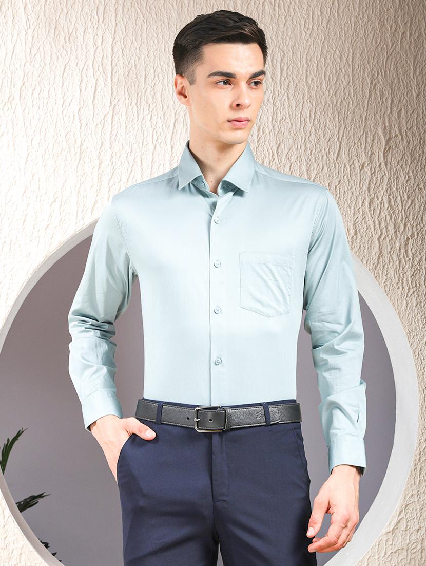 men solid long sleeve slim fit formal shirt