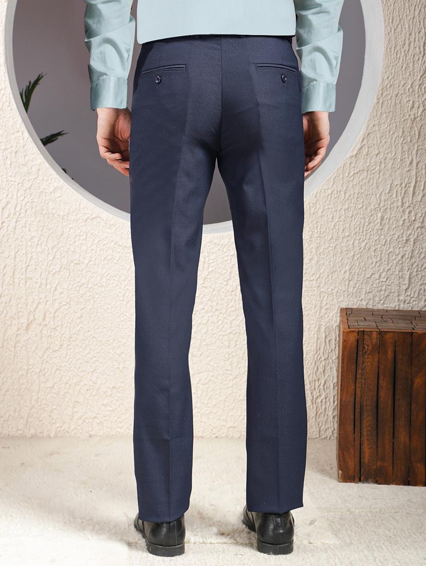 men solid mid rise flat front formal trouser - 22013475 - Standard Image - 3