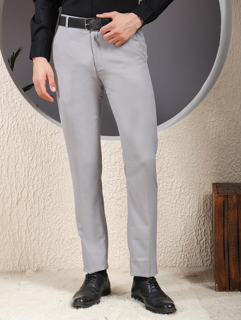 men solid mid rise flat front formal trouser