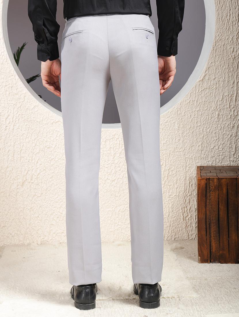 men solid mid rise flat front formal trouser - 22013476 - Standard Image - 3